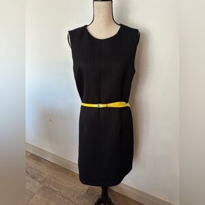 Alfred Sung Size 14 Black Shift Dress Sleeveless Classic  Work Office Tweed